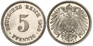 5 Pfennig Imperio alemán (1871-1918) Níquel/Cobre 