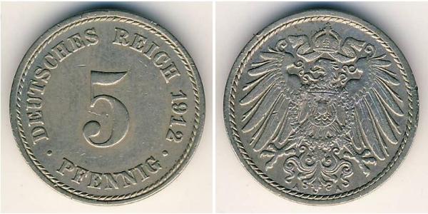 5 Pfennig Imperio alemán (1871-1918) Níquel/Cobre 