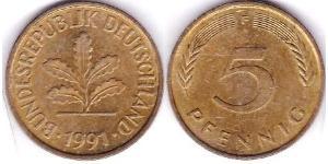 5 Pfennig Germania Ovest (1949-1990) Ottone 