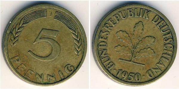 5 Pfennig Germania Ovest (1949-1990) Ottone 