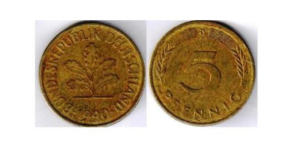 5 Pfennig Germania Ovest (1949-1990) Ottone 