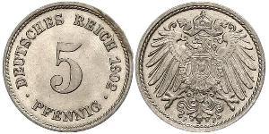 5 Pfennig Impero tedesco (1871-1918) Rame/Nichel 