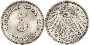 5 Pfennig Impero tedesco (1871-1918) Rame/Nichel 