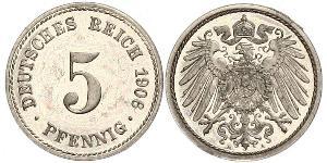 5 Pfennig Impero tedesco (1871-1918) Rame/Nichel 