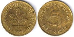 5 Pfennig 德国 Steel/銅 