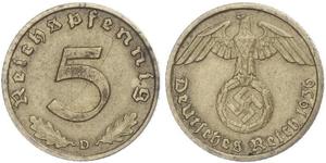 5 Pfennig Germania nazista (1933-1945)  