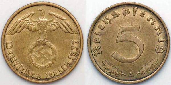 5 Pfennig Germania nazista (1933-1945)  