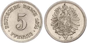 5 Pfennig 德意志帝國 (1871 - 1918)  