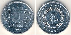5 Pfennig 東德 (1949 - 1990) 铝 