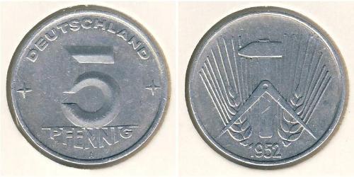 5 Pfennig 東德 (1949 - 1990) 铝 