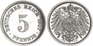 5 Pfennig 德意志帝國 (1871 - 1918) 銅/镍 