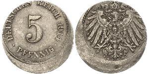 5 Pfennig 德意志帝國 (1871 - 1918) 銅/镍 
