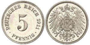 5 Pfennig 德意志帝國 (1871 - 1918) 銅/镍 