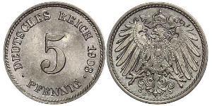5 Pfennig 德意志帝國 (1871 - 1918) 銅/镍 