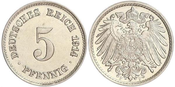 5 Pfennig 德意志帝國 (1871 - 1918) 銅/镍 