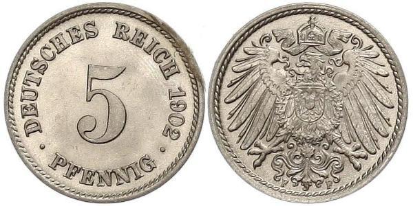 5 Pfennig 德意志帝國 (1871 - 1918) 銅/镍 
