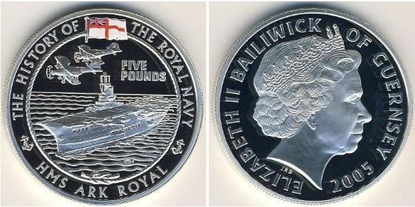 5 Pound Guernsey Argento 