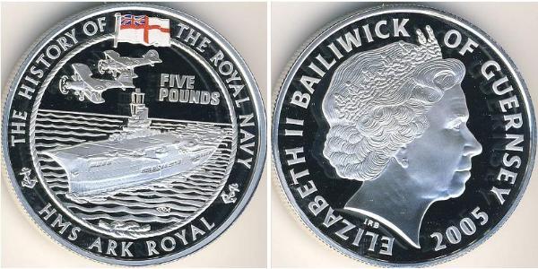 5 Pound Guernsey Argento 