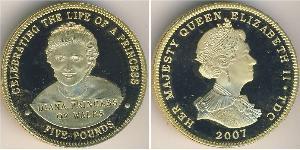 5 Pound Tristan da Cunha Argento Elisabetta II (1926-2022)