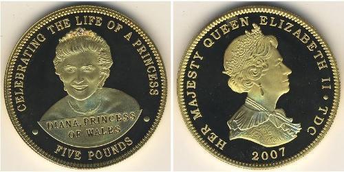 5 Pound Tristan da Cunha Argento Elisabetta II (1926-2022)