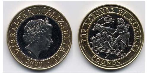 5 Pound Gibraltar Bimetal 伊丽莎白二世 (1926-2022)