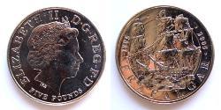 5 Pound United Kingdom (1922-) Copper/Nickel Elizabeth II (1926-2022)