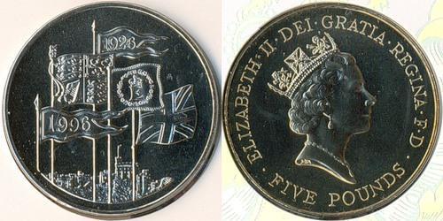 5 Pound United Kingdom (1922-) Copper/Nickel Elizabeth II (1926-2022)
