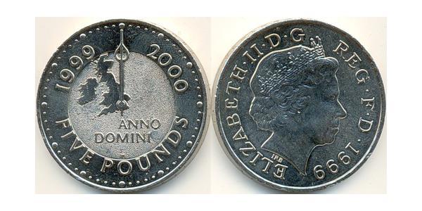 5 Pound United Kingdom (1922-) Copper/Nickel Elizabeth II (1926-2022)
