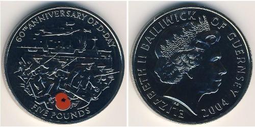 5 Pound Guernsey Níquel/Cobre 