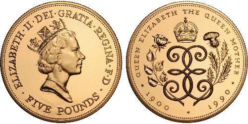 5 Pound Reino Unido (1922-) Níquel/Cobre Isabel II (1926-2022)