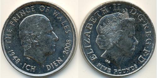 5 Pound Reino Unido (1922-) Níquel/Cobre Isabel II (1926-2022)