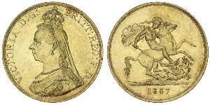 5 Pound Imperio británico (1497 - 1949) / Reino Unido de Gran Bretaña e Irlanda (1801-1922) Oro Victoria (1819 - 1901)