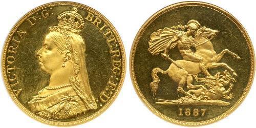 5 Pound Imperio británico (1497 - 1949) / Reino Unido de Gran Bretaña e Irlanda (1801-1922) Oro Victoria (1819 - 1901)