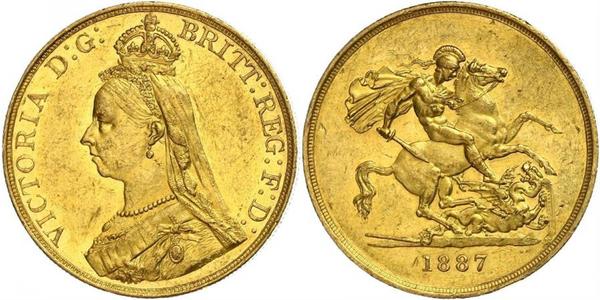 5 Pound Imperio británico (1497 - 1949) / Reino Unido de Gran Bretaña e Irlanda (1801-1922) Oro Victoria (1819 - 1901)