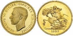 5 Pound Regno Unito (1922-) Oro Giorgio VI (1895-1952)