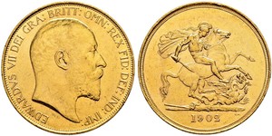 5 Pound Regno Unito di Gran Bretagna e Irlanda (1801-1922) Oro Edoardo VII (1841-1910)