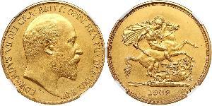 5 Pound Regno Unito di Gran Bretagna e Irlanda (1801-1922) Oro Edoardo VII (1841-1910)