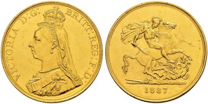 5 Pound Regno Unito di Gran Bretagna e Irlanda (1801-1922) / Impero britannico (1497 - 1949) Oro Vittoria (1819 - 1901)