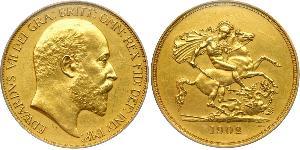 5 Pound Reino Unido de Gran Bretaña e Irlanda (1801-1922) Oro Eduardo VII (1841-1910)