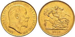 5 Pound Reino Unido de Gran Bretaña e Irlanda (1801-1922) Oro Eduardo VII (1841-1910)