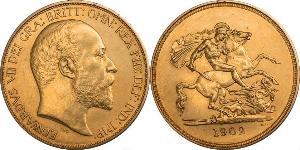 5 Pound Reino Unido de Gran Bretaña e Irlanda (1801-1922) Oro Eduardo VII (1841-1910)