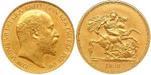 5 Pound Reino Unido de Gran Bretaña e Irlanda (1801-1922) Oro Eduardo VII (1841-1910)