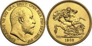 5 Pound Reino Unido de Gran Bretaña e Irlanda (1801-1922) Oro Eduardo VII (1841-1910)