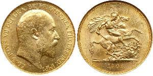 5 Pound Reino Unido de Gran Bretaña e Irlanda (1801-1922) Oro Eduardo VII (1841-1910)