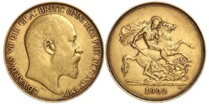 5 Pound Reino Unido de Gran Bretaña e Irlanda (1801-1922) Oro Eduardo VII (1841-1910)