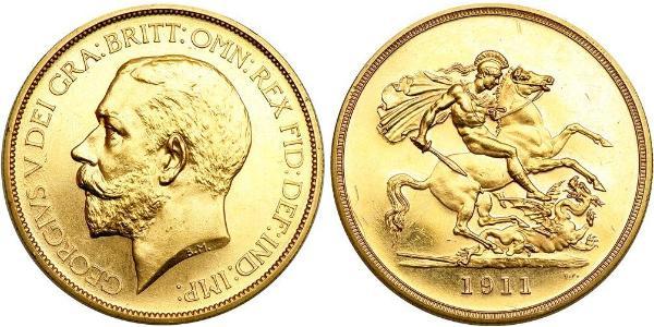 5 Pound Reino Unido de Gran Bretaña e Irlanda (1801-1922) Oro Jorge V (1865-1936)