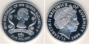 5 Pound Guernsey Plata 
