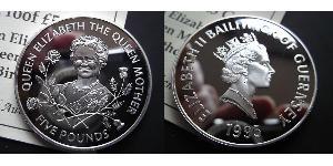 5 Pound Guernsey Plata 