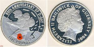 5 Pound Guernsey Plata 