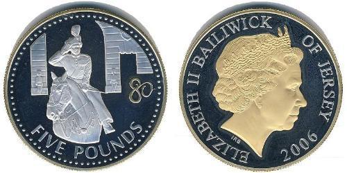 5 Pound Jersey Plata Isabel II (1926-2022)